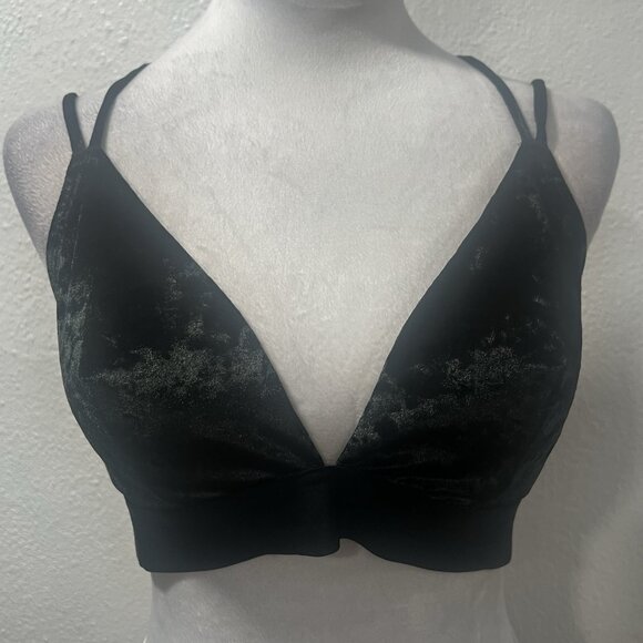 Victoria Secret PINK Velvet Bralette Strappy Back Size Large Triangle.rave disco - Picture 1 of 14